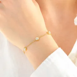 vedenkestävät zirkoni rannekoru kullattu teräs - OCEANA