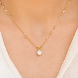 vedenkestävät zirkoni kaulaketju, jossa on riipus kullattu teräs - OCEANA