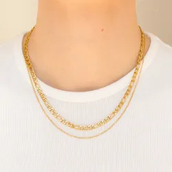 vedenkestävät kaulaketju kullattu teräs 40 cm x 5 mm  - OCEANA