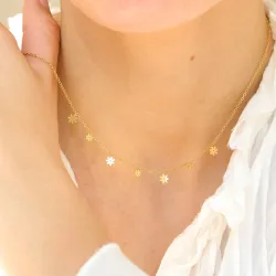 vedenkestävät kukka kaulaketju, jossa on riipus kullattu teräs - OCEANA