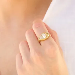 vedenkestävät sormus kullattu teräs - OCEANA