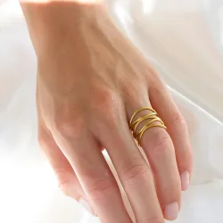 vedenkestävät säädettävissä sormus kullattu teräs - OCEANA