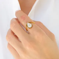 vedenkestävät sormus kullattu teräs - OCEANA