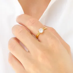 vedenkestävät solitaire-sormus kullattu teräs - OCEANA