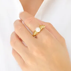 vedenkestävät sormus kullattu teräs - OCEANA