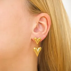 vedenkestävät sydän korvarenkaat  kullattu teräs - OCEANA