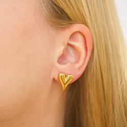 vedenkestävät sydän korvarenkaat  kullattu teräs - OCEANA