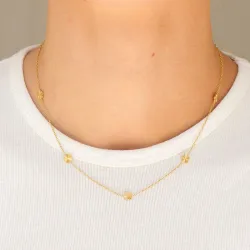 vedenkestävät kukka kaulaketju kullattu teräs - OCEANA