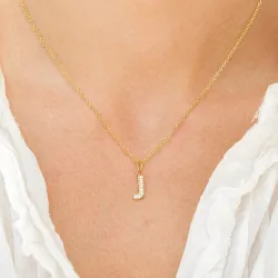 vedenkestävät j-kirjain zirkoni kaulaketju, jossa on riipus kullattu teräs - OCEANA