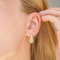 vedenkestävät pisara zirkoni korvarenkaat  kullattu teräs - OCEANA