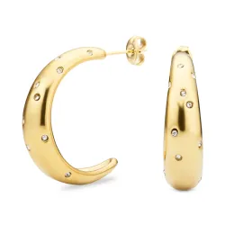 vedenkestävät zirkoni rengaskorvakorut  kullattu teräs - OCEANA