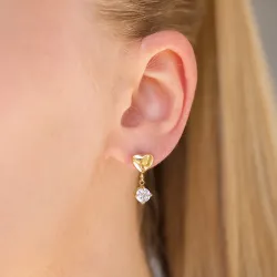 vedenkestävät sydän korvarenkaat  kullattu teräs - OCEANA