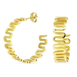 vedenkestävät rengaskorvakorut  kullattu teräs - OCEANA