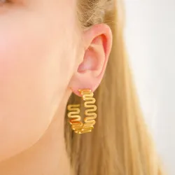 vedenkestävät rengaskorvakorut  kullattu teräs - OCEANA