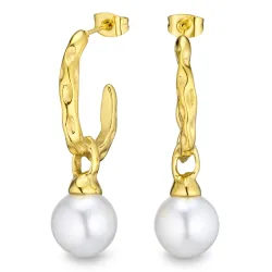 vedenkestävät helmi rengaskorvakorut  kullattu teräs - OCEANA