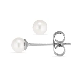 4 mm vedenkestävät valkoinen helmi nappikorvakorut  teräs - OCEANA