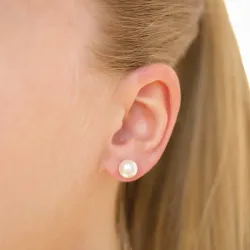 8 mm vedenkestävät valkoinen helmi nappikorvakorut  teräs - OCEANA