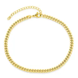 vedenkestävät nilkkaketju kullattu teräs 22 + 5 cm x 4,0 mm  - OCEANA