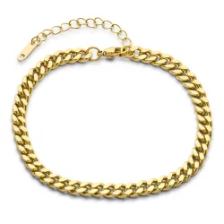 vedenkestävät nilkkaketju kullattu teräs 22 + 5 cm x 6,0 mm  - OCEANA