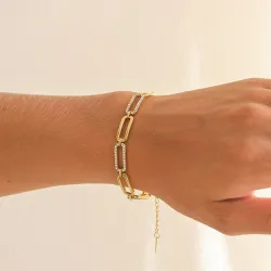 vedenkestävät rannekoru kullattu teräs 16 + 5 cm x 7,0 mm  - OCEANA