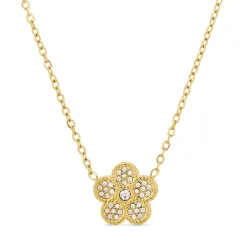 vedenkestävät kukka kaulaketju kullattu teräs - OCEANA