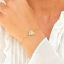 vedenkestävät kukka rannekoru kullattu teräs - OCEANA