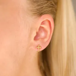 vedenkestävät risti korvarenkaat  kullattu teräs - OCEANA