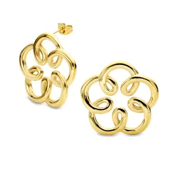 vedenkestävät kukka korvarenkaat  kullattu teräs - OCEANA