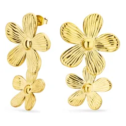 vedenkestävät kukka korvarenkaat  kullattu teräs - OCEANA