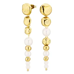 vedenkestävät pitkät korvarenkaat  kullattu teräs - OCEANA