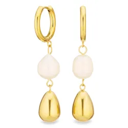 vedenkestävät helmi korvarenkaat  kullattu teräs - OCEANA