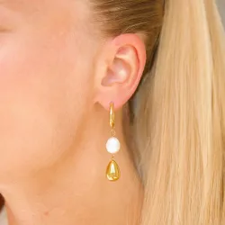 vedenkestävät helmi korvarenkaat  kullattu teräs - OCEANA