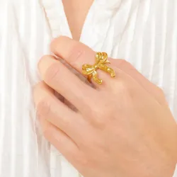 vedenkestävät rusetti säädettävissä sormus kullattu teräs - OCEANA