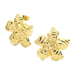 vedenkestävät kukka korvarenkaat  kullattu teräs - OCEANA