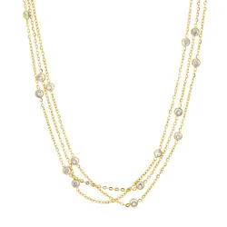 vedenkestävät zirkoni kaulaketju kullattu teräs - OCEANA