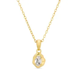 vedenkestävät zirkoni kaulaketju kullattu teräs - OCEANA