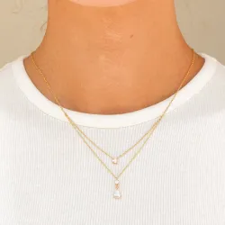 vedenkestävät zirkoni kaulaketju kullattu teräs - OCEANA