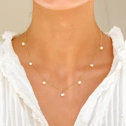 vedenkestävät helmi kaulaketju kullattu teräs - OCEANA