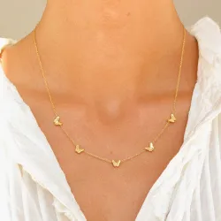 vedenkestävät perhonen kaulaketju kullattu teräs - OCEANA