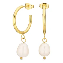 vedenkestävät helmi rengaskorvakorut  kullattu teräs - OCEANA