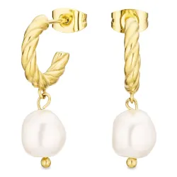 vedenkestävät helmi rengaskorvakorut  kullattu teräs - OCEANA