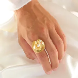 vedenkestävät helmi säädettävissä sormus kullattu teräs - OCEANA