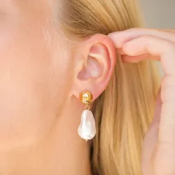 vedenkestävät helmi korvarenkaat  kullattu teräs - OCEANA