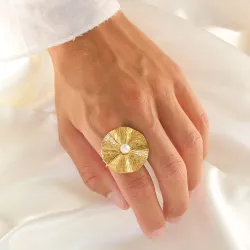 vedenkestävät helmi säädettävissä sormus kullattu teräs - OCEANA