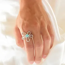 vedenkestävät kukka sininen sormus teräs - OCEANA