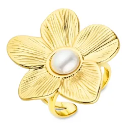 vedenkestävät kukka sormus kullattu teräs - OCEANA