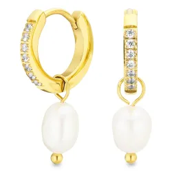 vedenkestävät helmi korvarenkaat  kullattu teräs - OCEANA