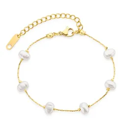 vedenkestävät helmi rannekoru kullattu teräs - OCEANA