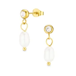 vedenkestävät helmi korvarenkaat  kullattu teräs - OCEANA