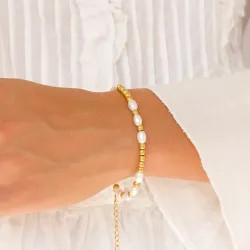 vedenkestävät helmi rannekoru kullattu teräs - OCEANA